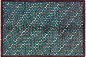 handmade Geometric Balouchi Blue Red Hand Knotted RECTANGLE 100% WOOL area rug 5' x 6'